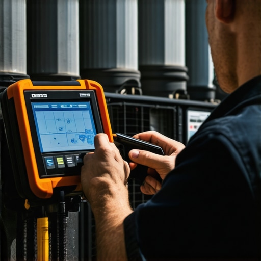 Technician using infrared thermography to detect issues in an air conditioning system