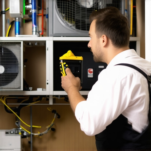 HVAC technician inspecting a home's heating and cooling system