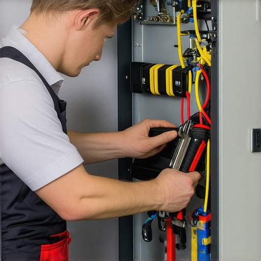 Technician inspecting furnace during winter preparation.