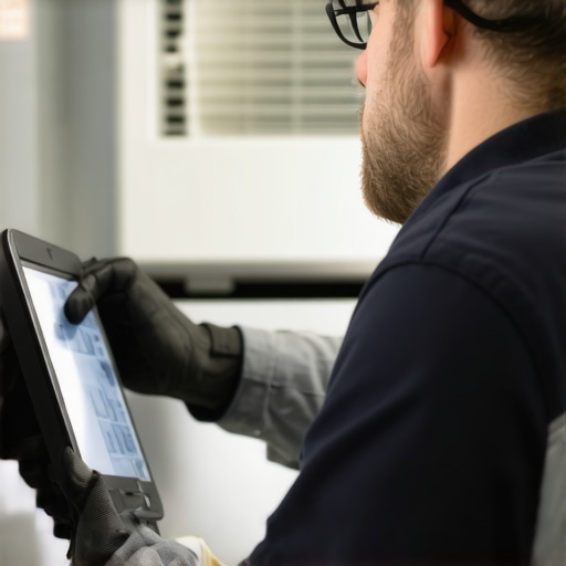 HVAC technician performing maintenance on a mini-split air conditioning unit