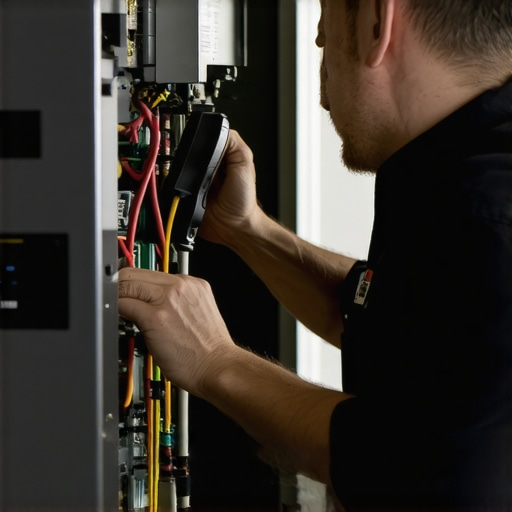 HVAC technician inspecting furnace HVAC technician performing furnace inspection in a home basement