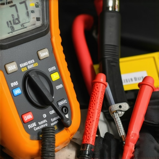 HVAC technician using gauges and multimeter for system diagnosis